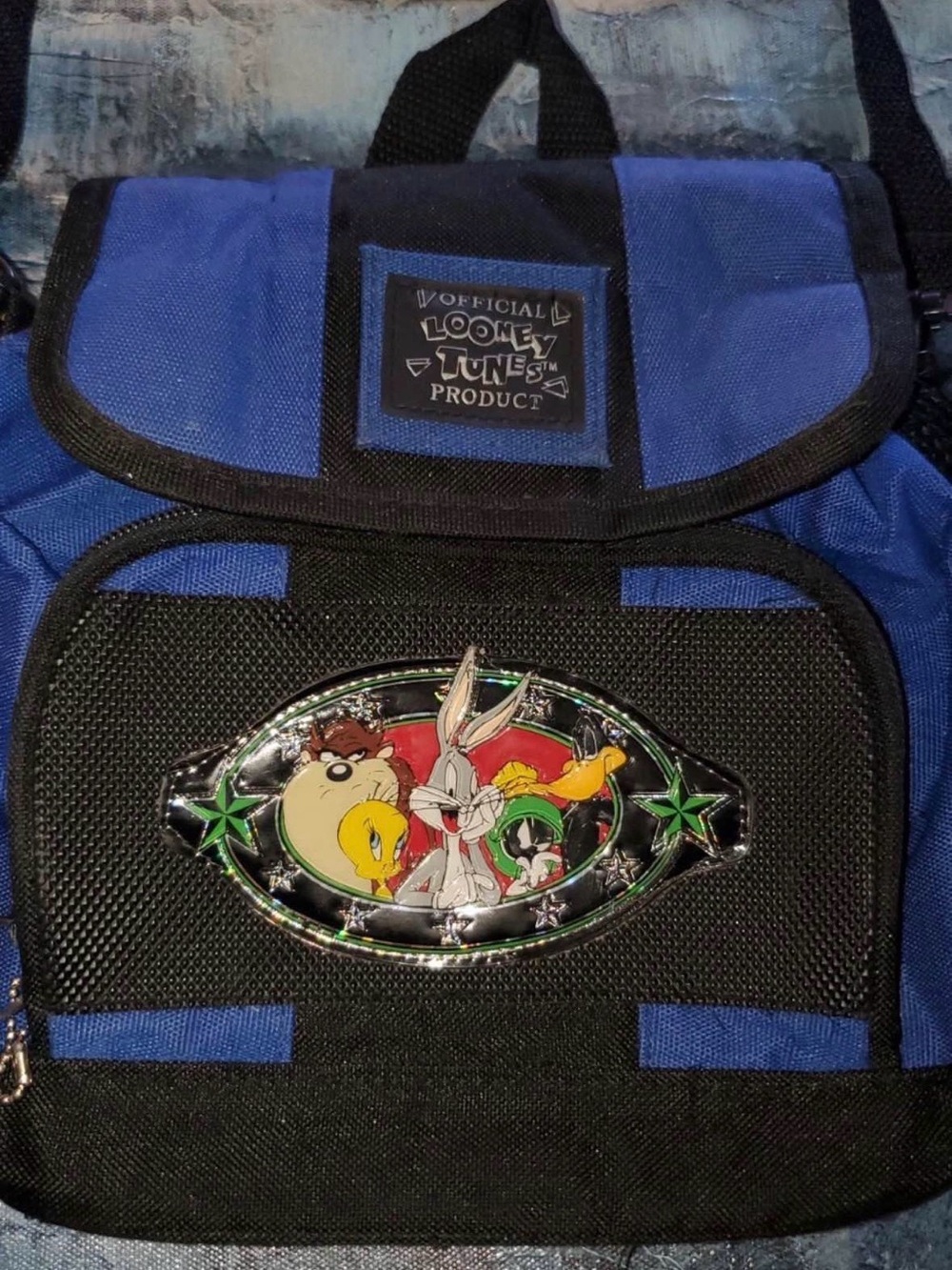 Warner Bros. Looney Tunes Blue and Black Backpack.